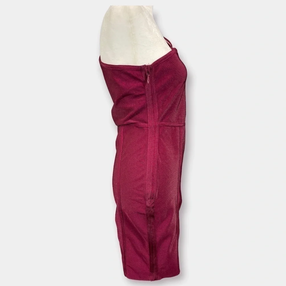 12th Twelfth Love Mini One Sleeve Dress Burgundy Maroon Size Medium - Picture 4 of 8